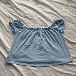 American Eagle Outfitters Sky Blue Ruffle Sleeve Blouse